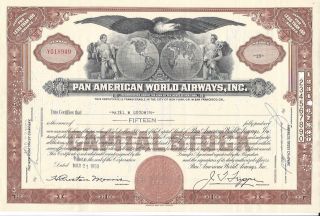 Pan American World Airways Inc. . . .  1972 Stock Certificate photo