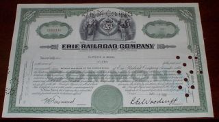 Erie Railroad Company Stock Certificate 50 Shares 1952 photo