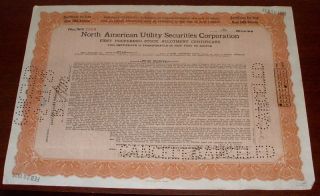 North American Utility Securities Corporation Preferred Stock Certificate 1925 photo