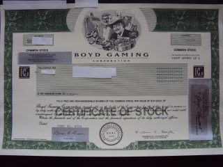 Boyd Gaming Stock Certificate photo