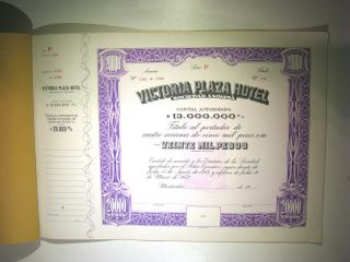 Victoria Plaza Hotel S.  A.  Titulo Al Portador De 1953 Uncirculated,  Uruguay photo