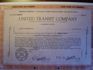 United Transit Company 4 Certificates photo