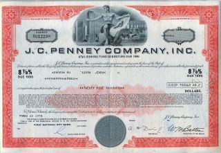 J.  C Penny Company Inc.  Bond Stock Certificate Jc Jcp photo