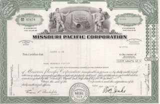 Missouri Pacific Corporation. . . . .  1980 Stock Certificate photo