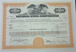 National Steel Corporation 1983 Mortgage Bond $5000 Orange photo