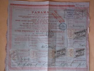 Canal De Panama 1888 Bond With Stamps photo