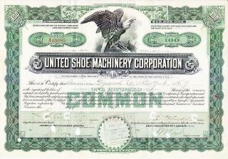 United Shoe Machinery Nj 1915 Stock Certificate photo