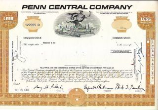 Broker Owned Stock Certificate: Weeden & Co,  Payee; Penn Central Company,  Issuer photo
