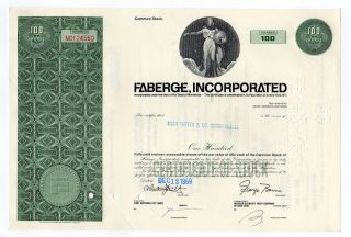Faberge,  Inc Stock Certificate photo