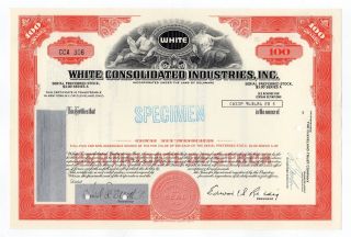 Specimen - White Consolidated Industries,  Inc.  Stock Certificate photo