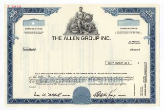 Specimen - The Allen Group,  Inc.  Stock Certificate photo