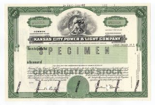 Specimen - Kansas City Power & Light Company Stock Certificate photo