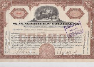 S.  D.  Warren Company. . . . . . . .  1929 Stock Certificate photo