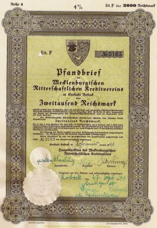 War - Time Municipal Bond Embossed Reichs Eagle Seal (mecklenburg) photo