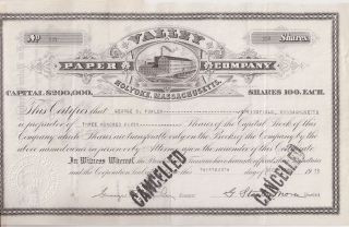 Valley Paper Company (holyoke,  Mass. ). . . . . .  1941 Stock Certificate photo