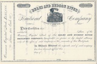 Delhi And Hudson River Railroad Company. . . . .  1880 ' S Unissued Stock Certificate photo