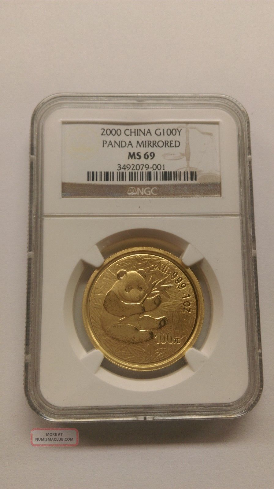 2000 1 Oz. China Gold Mirrored Panda Ngc Ms69