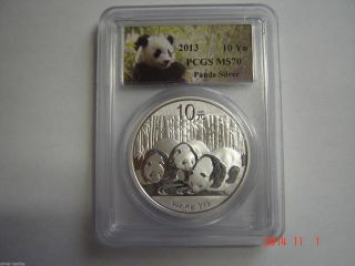 2013 1oz Silver China Panda - Pcgs Ms70 - Panda Label photo