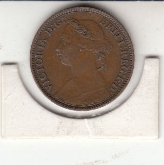 Choice 1884 Queen Victoria Farthing (1/4d) Bronze British Coin photo