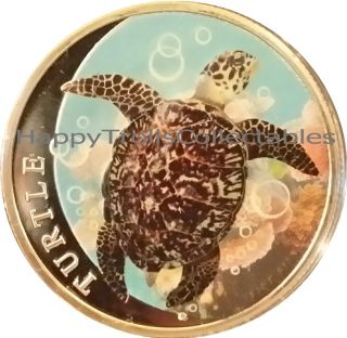 2014 Niue Hawksbill Turtle Colorized 1 Ounce Pure Silver.  999 photo