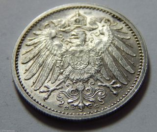 1914 - G Germany 1 Mark Silver Coin -.  1606 Troy Oz Asw - Au Details photo