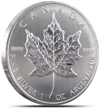 2013 - 1 Oz Canadian Silver Maple Leaf Coin - One Troy Oz.  9999 Bullion photo