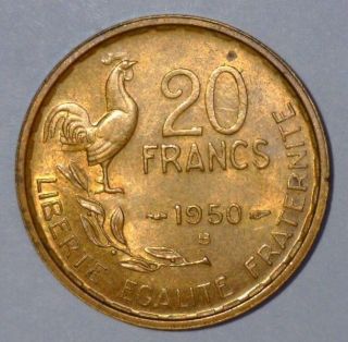 France 20 Francs 1950 - B Almost Uncirculated / Uncirculated Coin photo