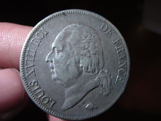 1823 - A Louis Xviii France Silver 5 Francs (paris = A) 2nd Restoration Coin photo