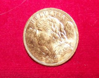 1935 - Lb Swiss Helvetia 20 Francs Gold Coin photo