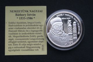 István Báthory,  Prince Of Transylvania,  Unc Pp 999 Silver Coin,  Hungary photo