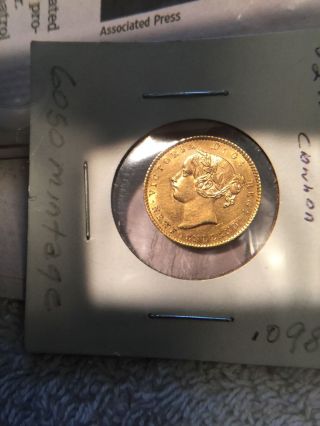 1872 Newfoundland Canada $2 Gold Coin - Featuring Queen Victoria photo