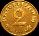 Germany - German 3rd Reich - German 1938f 2 Reichspfennig Coin Ww 2 - Rare Coin Germany photo 1