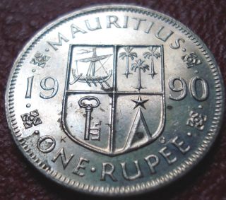 1990 Mauritius 1 Rupee In Ef - Au photo