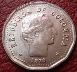 1970 Colombia 50 Centavos In Au photo