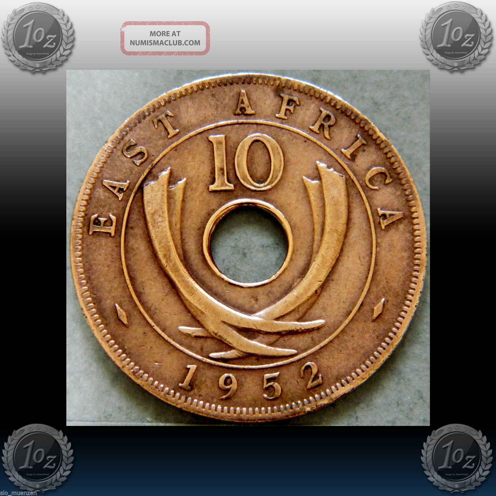 East Africa 10 Cents Bronze Coin 1952 (km 34) Xf