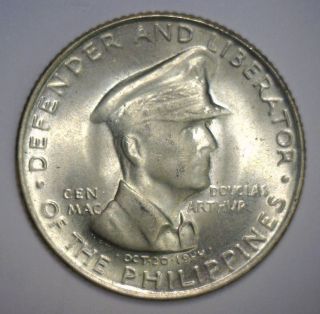 1947 S Silver 50 Centavos Philippines Gen.  Macarthur Bu Brilliant Uncirculated photo