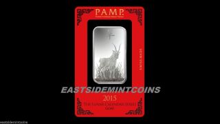 Pamp Suisse Lunar Year Of The Goat 1 Oz Silver Bar.  999 W/assay Card Instock 3 photo