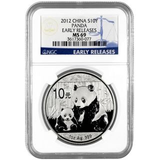 2012 Silver Panda Ngc Ms69 Early Release Label 10 - 03 - 000171 photo