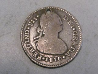 1810 Ng 1r M Silver 1 Reale.  Spanish Colonial Guatemala.  Hole.  Unique - Look photo