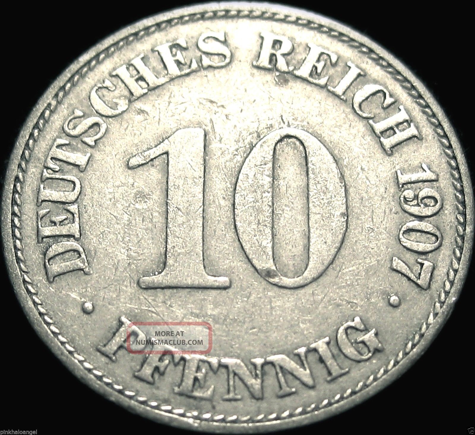 Germany - German Empire - German 1907e 10 Pfennig Coin - Rare Coin