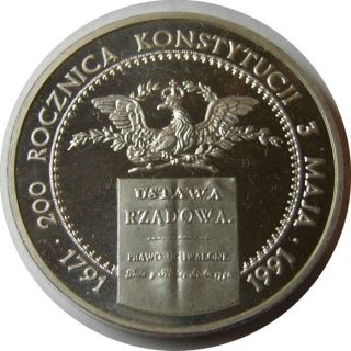 Elf Poland 200,  000 Zloytch 1991 Silver Proof Constitution 200th photo