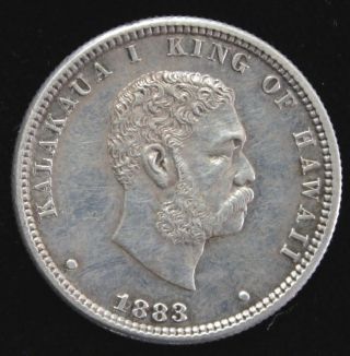1883 Hawaiian Quarter Dollar,  Hawaii 25 Cent,  Hapaha,  1/4 Dollar,  Extra Fine Cond photo