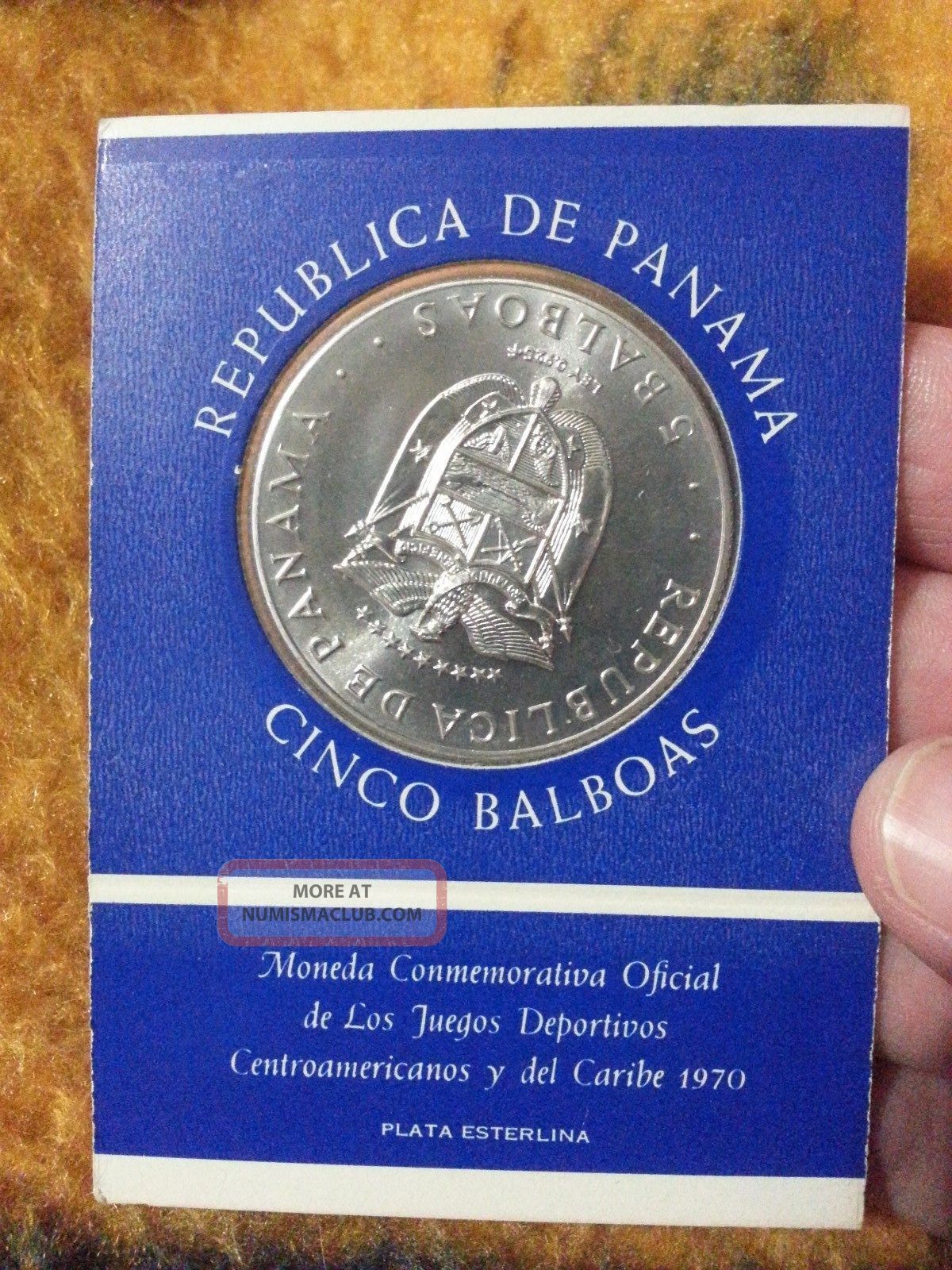 ' 70 Panama 5 Balboas Official Central American&caribbean Games Silver Coin