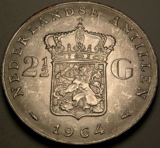 Netherlands Antilles 2 - 1/2 Gulden 1964 - Silver - Juliana - Vf/xf - 923 photo
