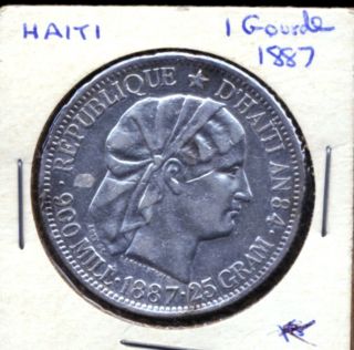 Haiti 1882 1 Gourde Silver Scarce Coin Km 46 25 Grams photo