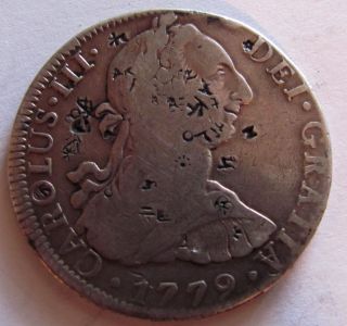 1779 Mexico 8.  R.  F.  F.  Carolus Iii Chinese Chopmarks Silver Coin photo