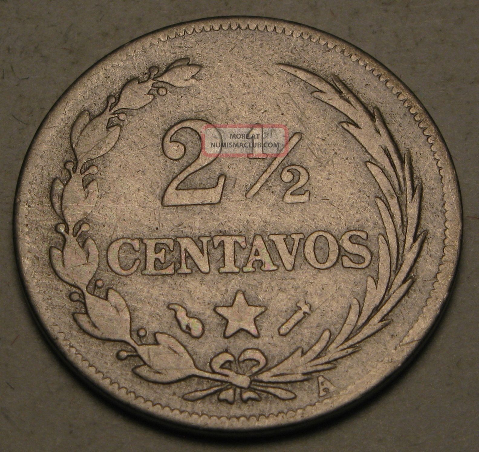 Dominican Republic 2 1/2 Centavos 1888 A Copper/nickel 866