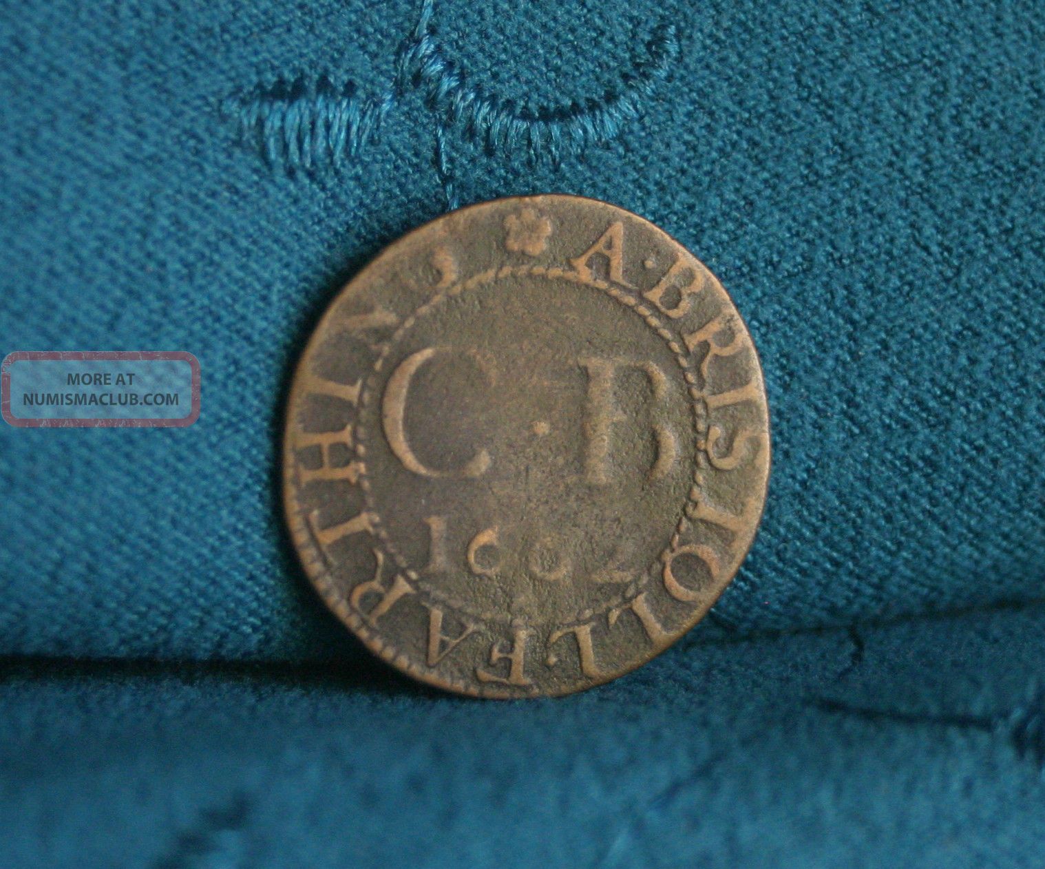1662 Great Britain Bristol Farthing Copper World Coin Token Uk England ...