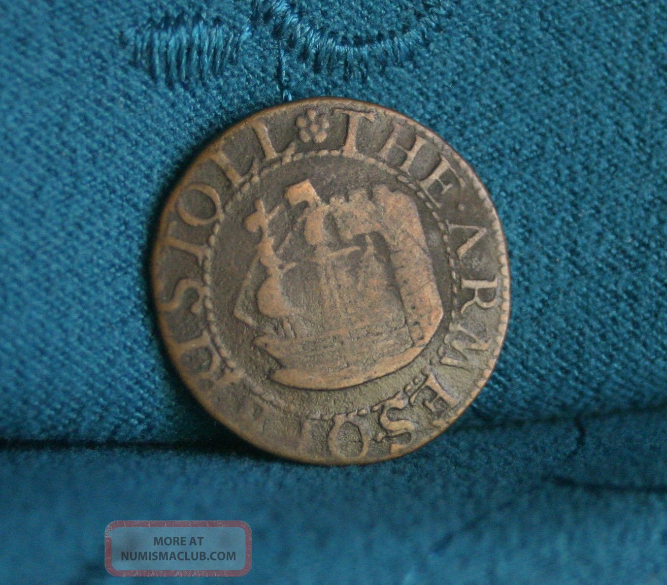 1662 Great Britain Bristol Farthing Copper World Coin Token Uk England ...