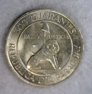 Paraguay 300 Guaranies 1968 - 1973 Bu Silver Coin (stock 1563) photo